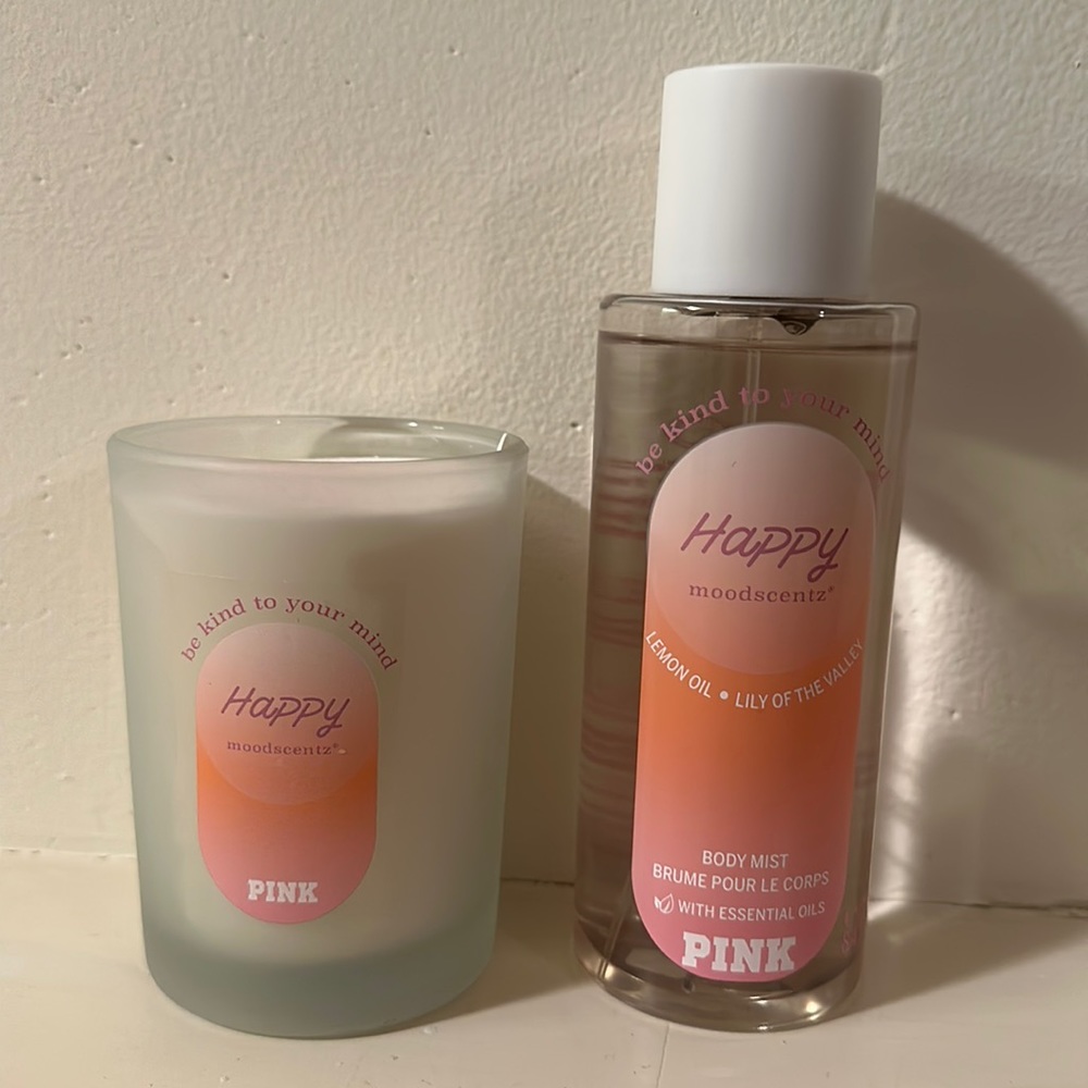 NIB | PINK | Happy Moodscentz Body Mist and Candle